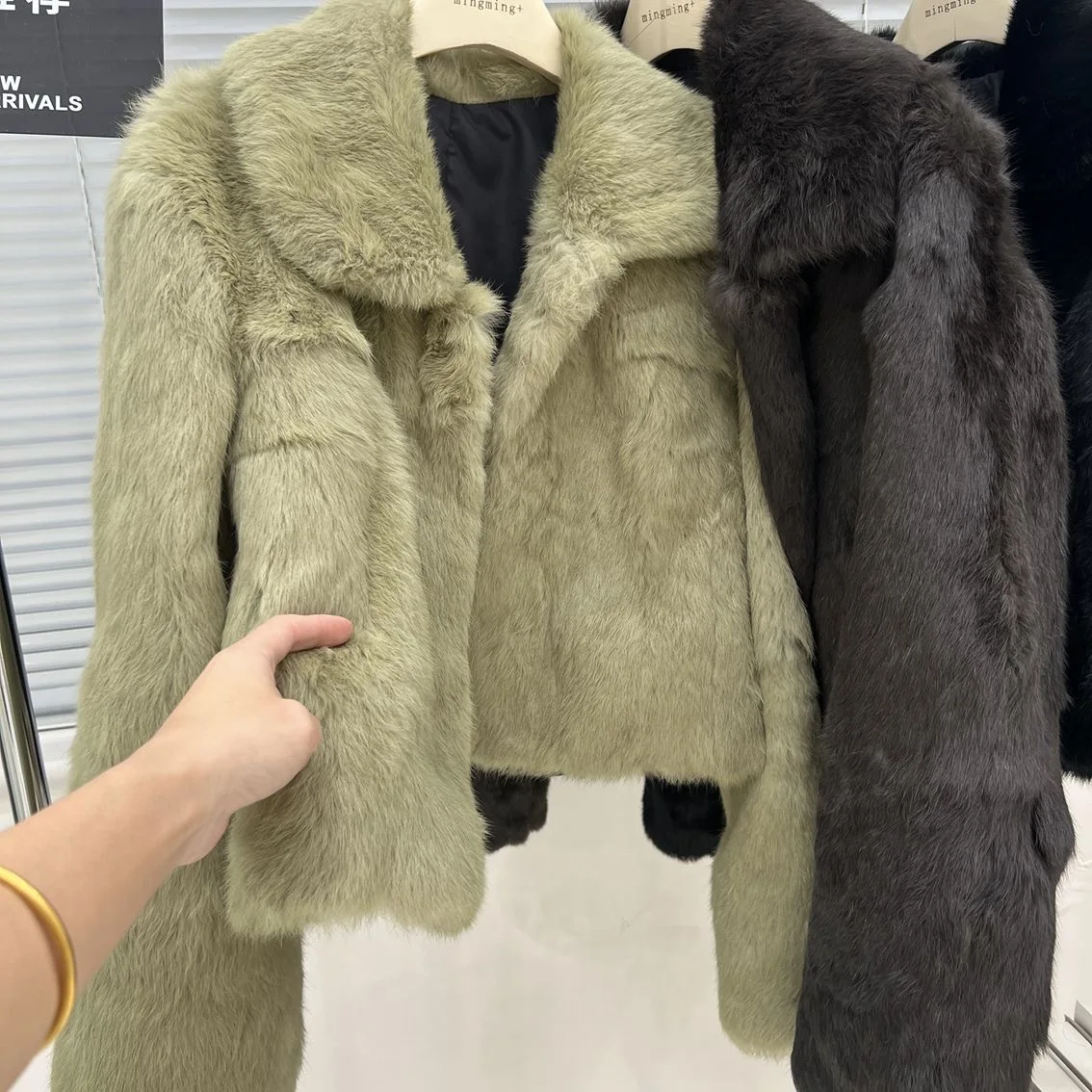 Fancy Rani Natural Fur Coat Women Winter Jacket Real Leather And Fur Short Women's Clothing Female Outerwears With 2024 Black