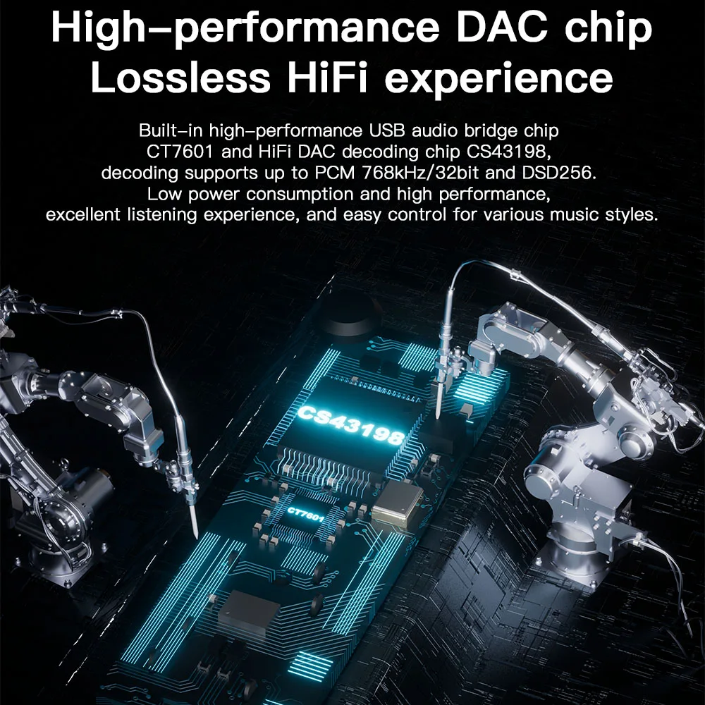 KEYSION Dual Chip CS43198+CT7601 Portable USB HFI DAC&AMP Mini Headphone Amplifier Lossless Portable Dongle DSD256 32Bit/768KHz