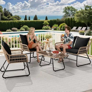 4-Piece Wicker Patio Set 1