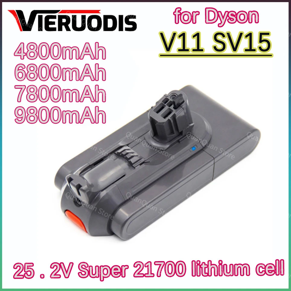 

For Dyson V11 25.2V 4800/6800/7800/9800mAh Battery SV15 Cyclone Animal Absolute Total Clean Rechargeable Vacuum Cleaner Battery