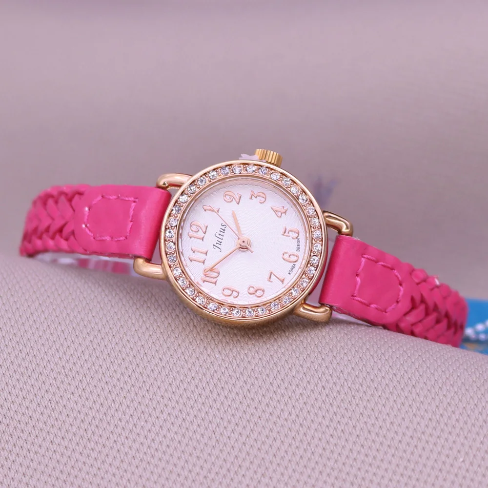 

Small Rhinestones Julius Lady Women's Watch Japan Quartz Hours Retro Clock Fashion Cute Heart Girl's Birthday Gift No Box