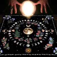 1PC Moonlight Flower Tarot Card Table Cloth, Altar Card Mat, Witchcraft Astrology Supplies Decorative Card Mat 1