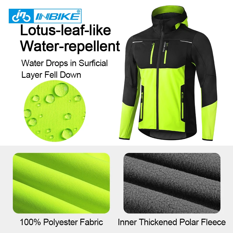 INBIKE Winter Men's Windbreaker Jacket Warm Polar Fleece Cycling Jackets With Pockets Waterproof Bicycle Jacket Clothing For Men 3