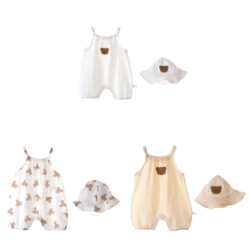 

Infant Romper Newborn Baby Girl Bear Sleeveless Sling Jumpsuit Boy Outfits
