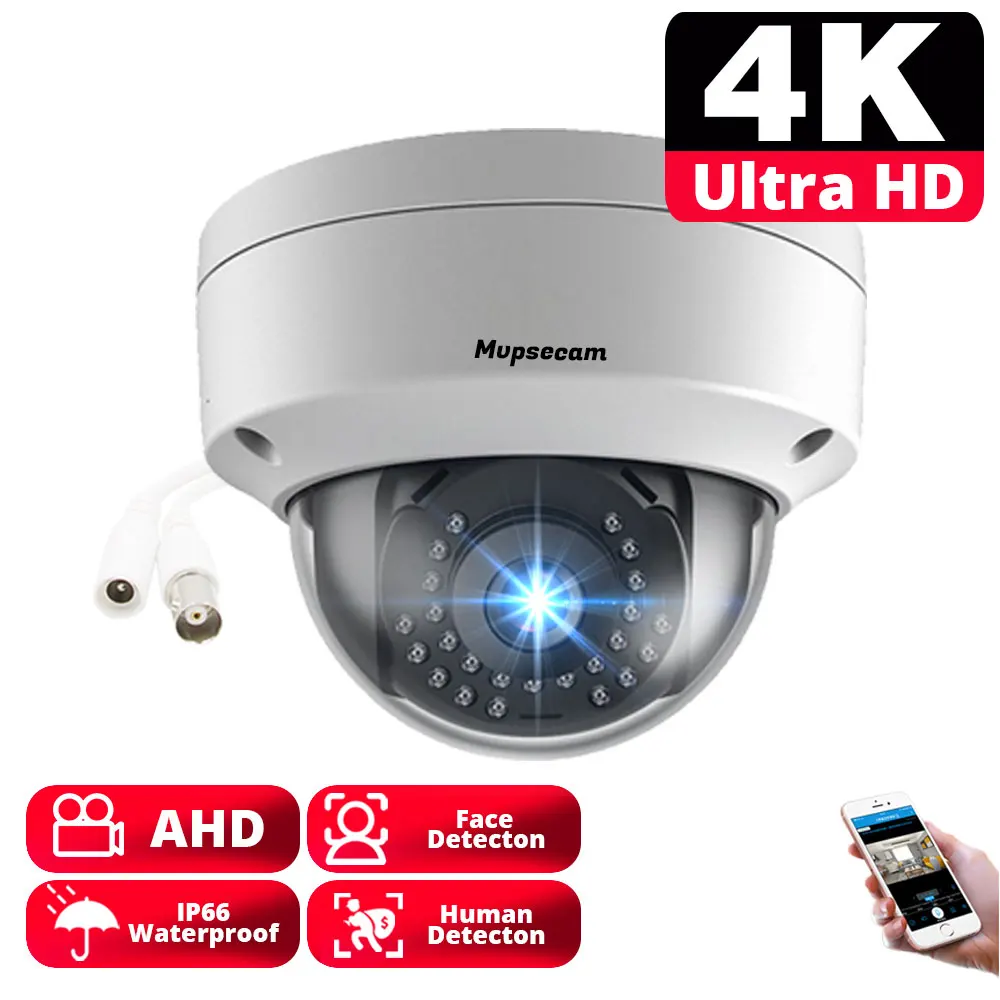 4K Ahd Camera Ir Led 50M Ir Distanza Visione Notturna Bianco Indoor Outdoor Cctv Dome 8Mp Security Full Hd Telecamera Di Sorveglianza Domestica