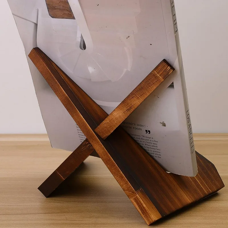 Wooden Cookbook & Tablet Display Stand with Photo Frame Feature