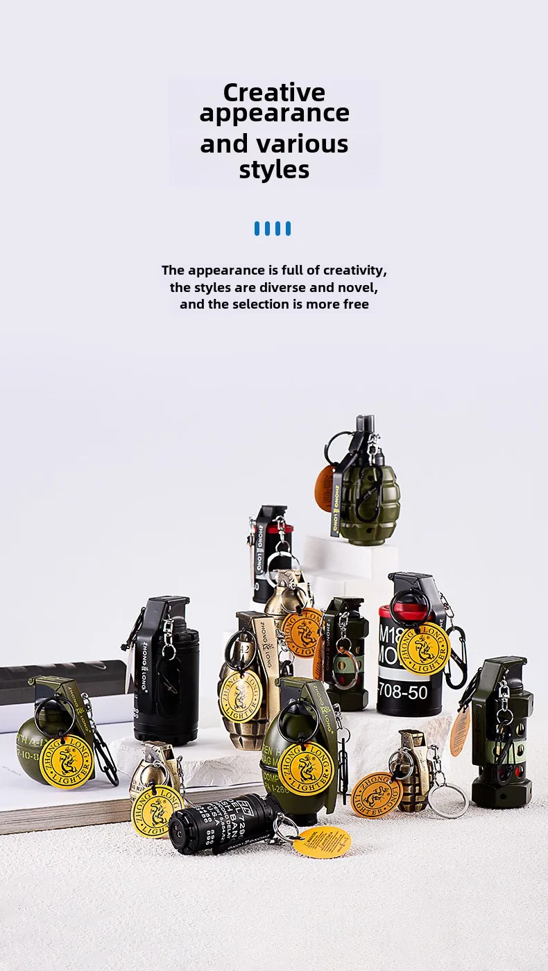 Description Picture 3 of itemMilitary Hand Grenade Model Gas Lighter, Windproof, Creative, Cigarette Accessories, Men's Small Gifts and Collections