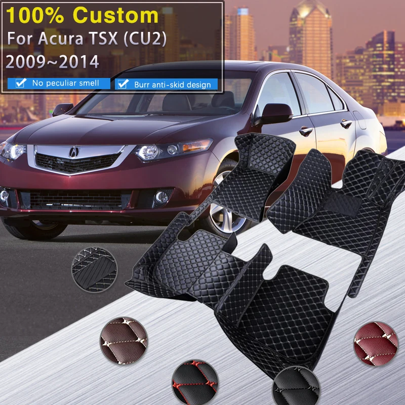 

Car Floor Mats For Acura TSX CU2 Honda Accord 2009~2014 Rugs Protective Pad Auto Luxury Leather Mat Carpets Car Accessories 2010