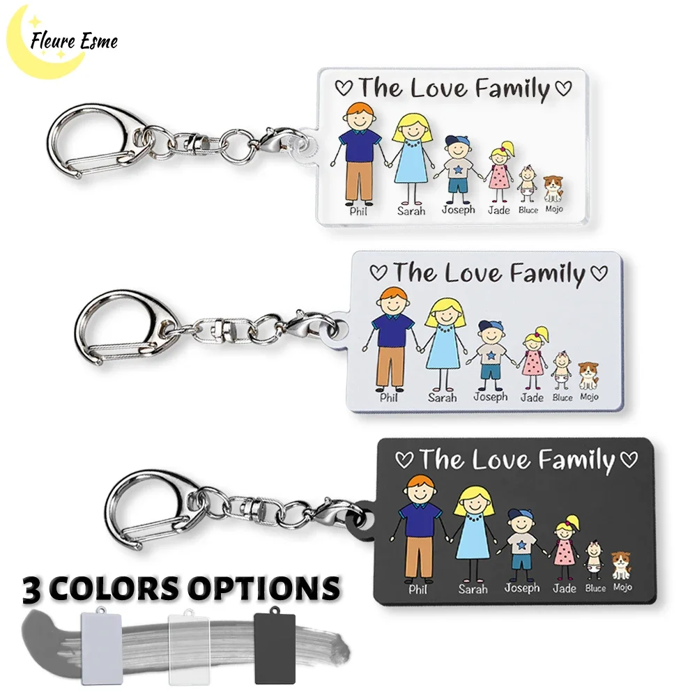 Customized Key Chain Cartoon Character Acrylic Transparent Key Chains Keychain Gift for Family Cute Present Cartoon Keychains