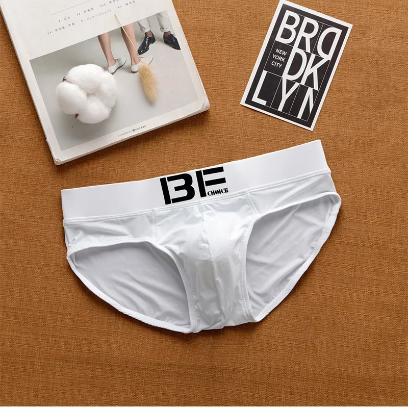 Men's underwear low waist sexy tide letter elastic close-fitting ice silk youth briefs 2