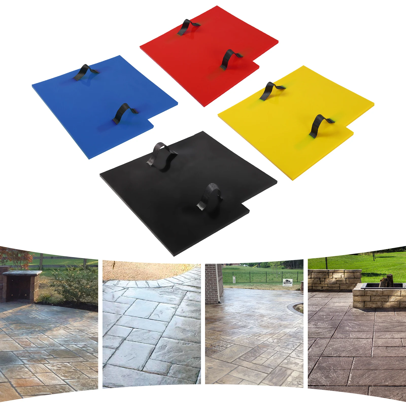 Concrete Texturing Skin 4Pcs Realistic Concrete Stamp Mats 24"x24" Texturing Mats Set PU Slate Stamping Mat