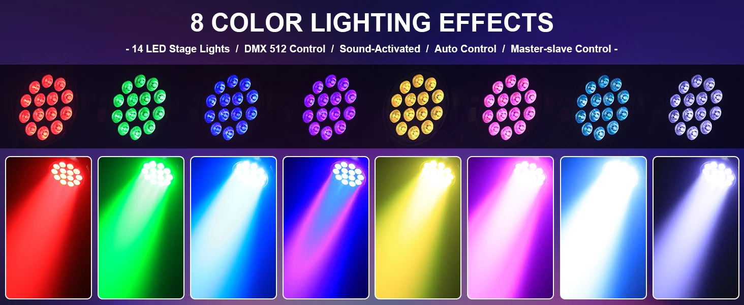 U'King 2PCS 180W RGBW Par Licht DMX512 Bühne Licht 4/8CH 14x15W RGBW LED Par Licht Bunte Effekt Beleuchtung für DJ Disco Party – Detail 2