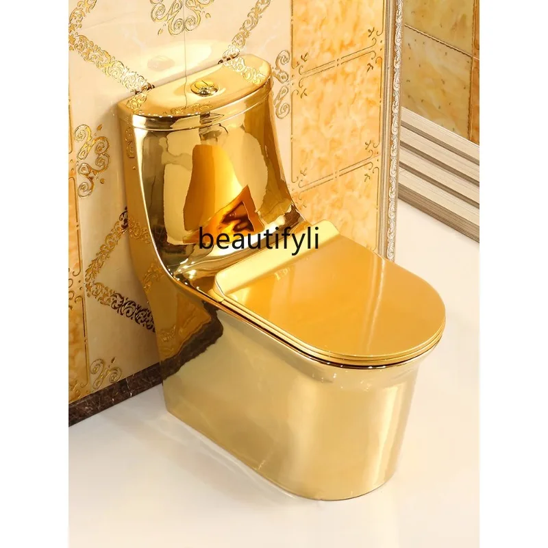 

Golden Toilet Home Bar Creative Water-Saving Deodorant Super Swirling-Style European Style Toilet Color