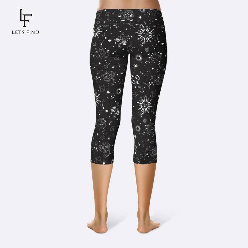 LETSFIND 2020 Summer New Arrival 3D Beautiful Galaxy Print High Waist  Mid-Calf Leggings Fashion Women Fitness Legging