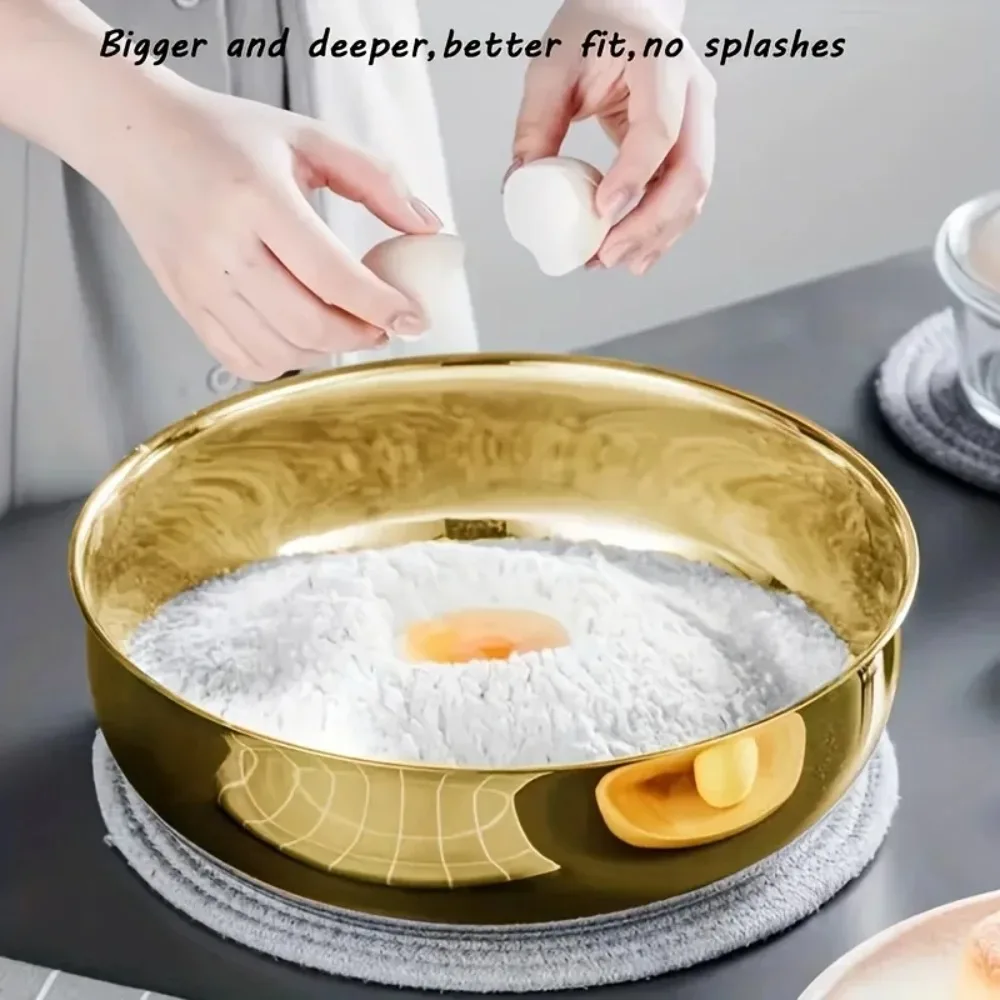 Large Stainless Steel Mixing Bowl Dough Salad Veggie Prep Easy Clean Kitchen Essential