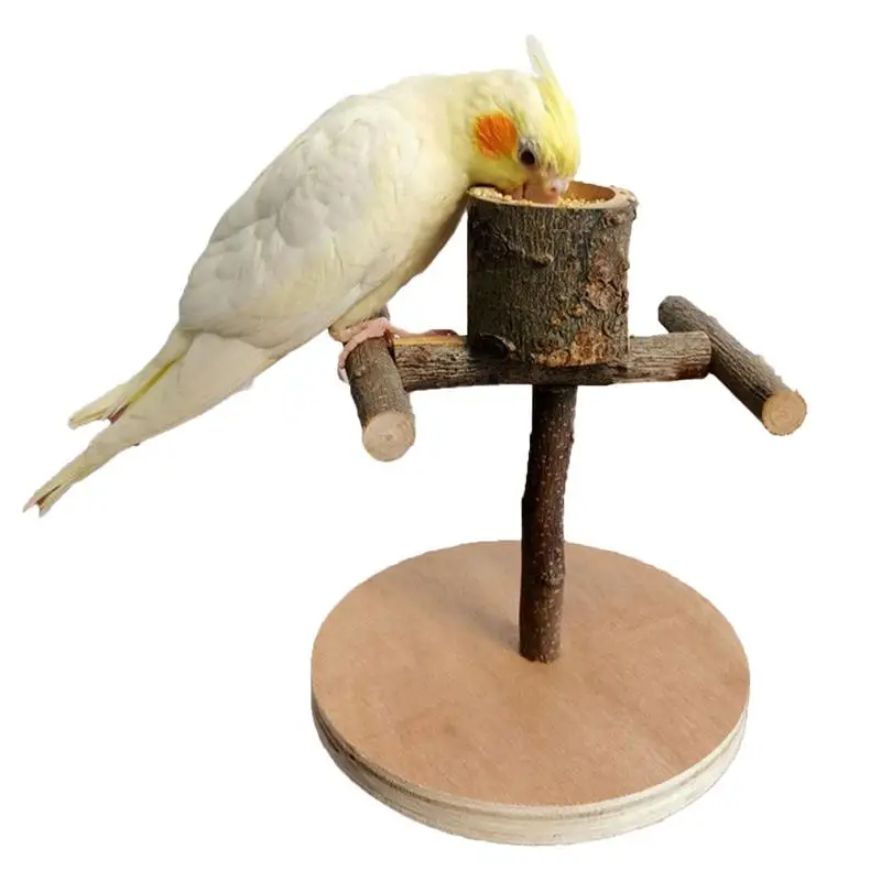 

Bird Playground Perch Stand With Feeding Cup Climbing exercise Parrot Play stand Cockatiels Wooden Interactive stand for cage