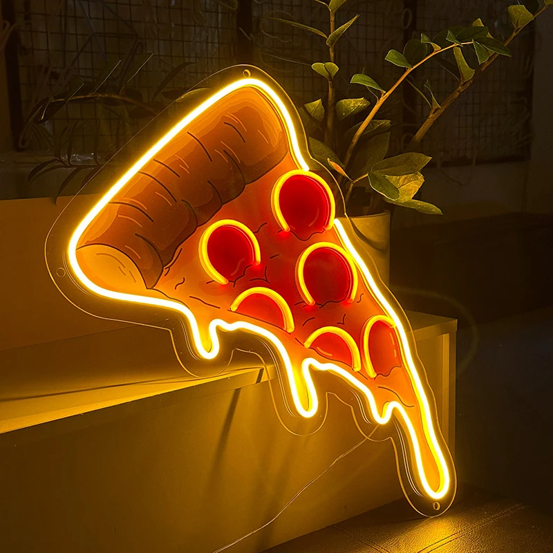 

Pizza Neon Sign Restaurant Kitchen Wall Art Led Neon Light UV Printing Acrylic Artwork Custom Storefront Signs Pizza Store Decor