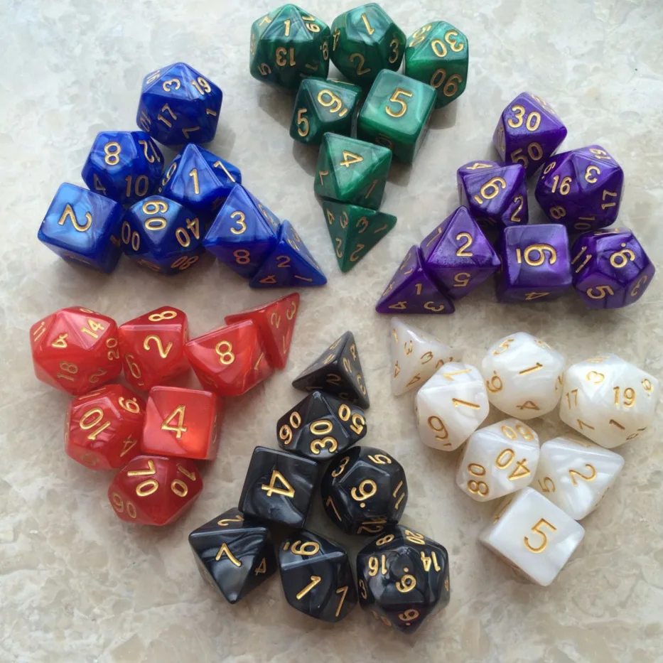 

Opaque Colors Polyhedral 7-Piece RPG Dice Set D4 D6 D8 D10 D% D12 D20 for Tabletop Role Playing Games DND