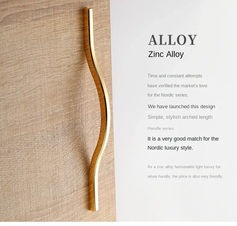Description Picture 6 of itemSimple Black and Gold Zinc Alloy Cabinet Door Handle Curved Wine Cabinet Wardrobe Drawer Cabinet Handle Furniture Door
