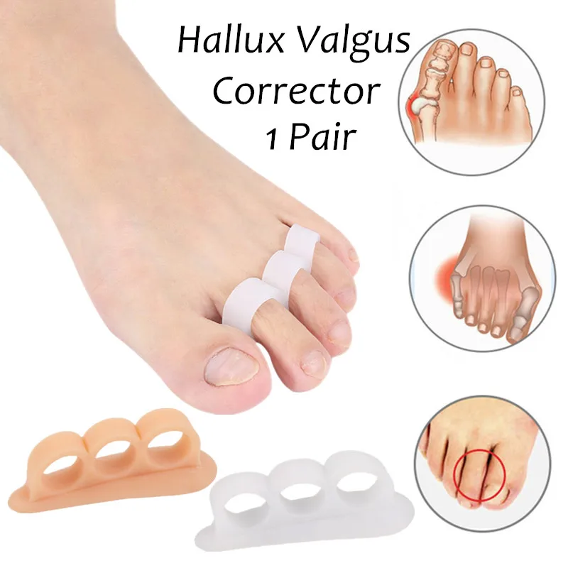 

1pair Unisex Toe Separator Correction Hallux Valgus Corrector Silicone Orthopedic Hammer Straightener Spreader Foot Care Tools