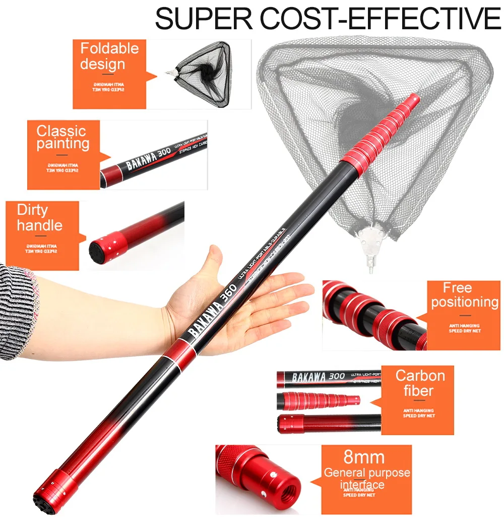 ultralight Portable carbon Triangle Folding Fishing Net Fly Hand Dip Casting Net Fishing Tackle Tank rakolovka hand