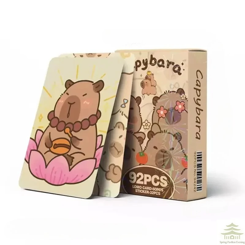92개 애니메이션 카피바라 로모 카드 재미있는 카피바라 컬렉션 카드 퍼펫 게이트 시크릿 워터 포포이즈 귀엽고 이상한 코스프레 스티커