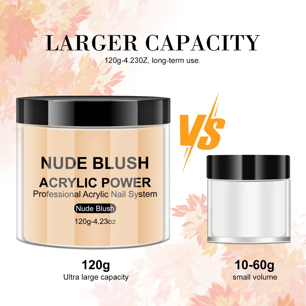 120g Large Capacity Acrylic Powder Clear White Pink Professional Nail Acrylic Polymer for Nails Extension Quick Build nail powder acrylic nail powder