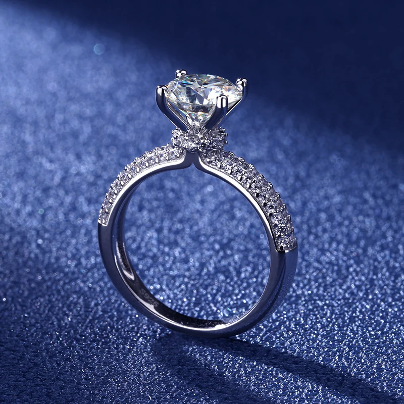 Anillo De Moissanita Craquelado Para Mujer, Joyería De Compromiso Para Boda, Anillo De Plata 925