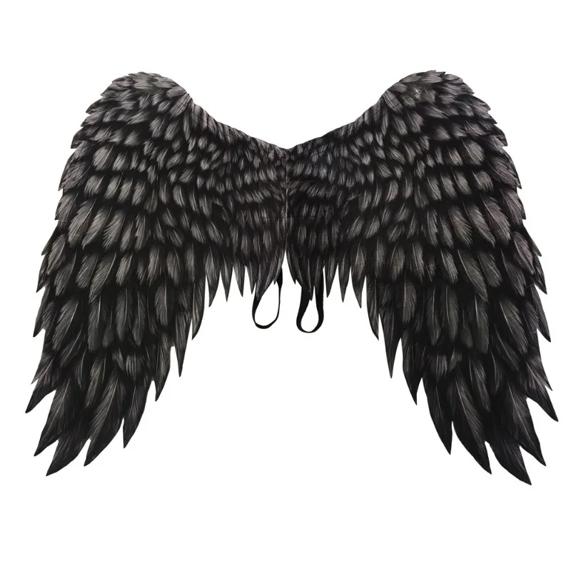 Halloween Karneval Atmosphäre Faltbare Flügel Kreative Vlies Gedruckt Schwarz und Weiß Teufel Erzengel Flügel Dekorative Prop – Detail 11