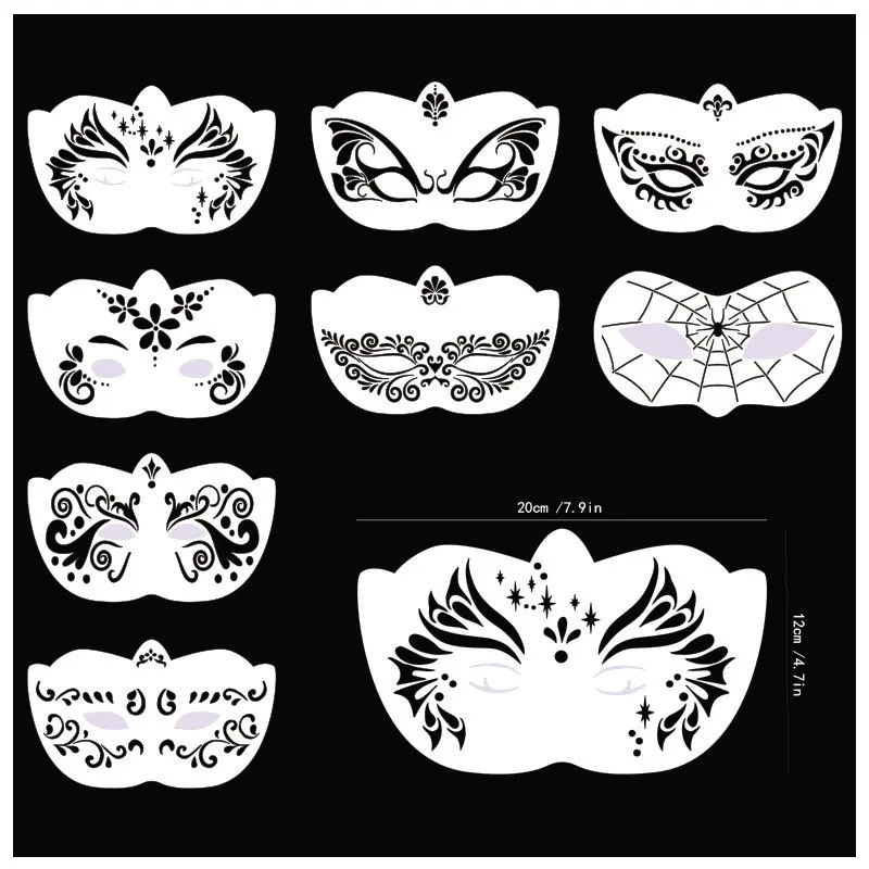 24 Stencil Per Trucco Viso Con Animali Dei Cartoni Animati, In PET, Misure 20x12 E 13x13 Cm, Riutilizzabili Per Feste Halloween