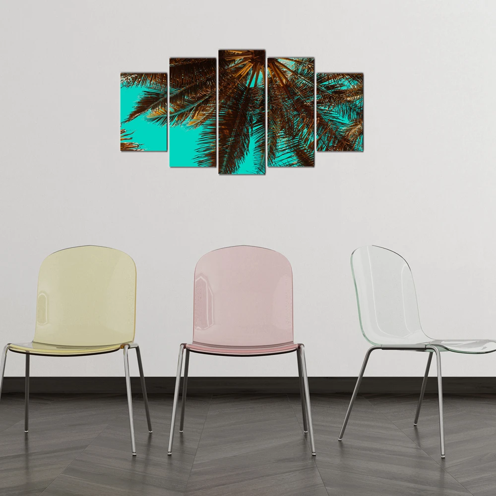 

Coconut Trees Tropical Plants 5 Pieces Modular Pictures for Bedroom Kitchen Bathroom Wall Decor Leaves Artwork Drop Shipping