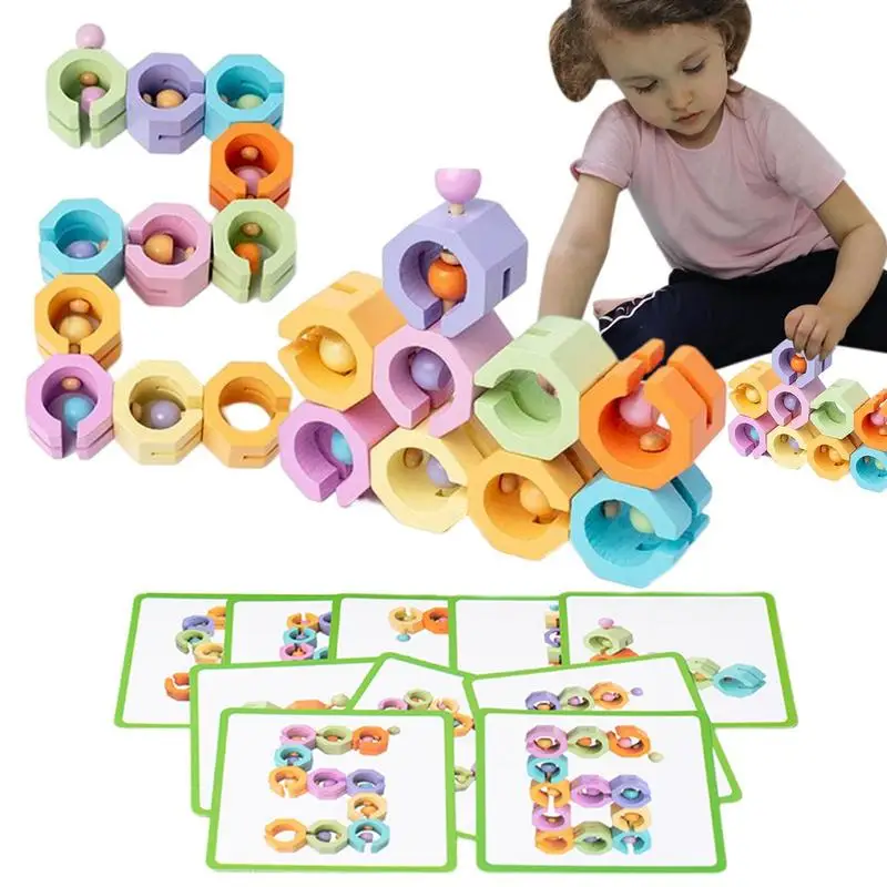 

Wood Building Blocks Wooden Puzzle Blocks To DIY Various Shapes Building Toy With Different Connection For Develop Imagination