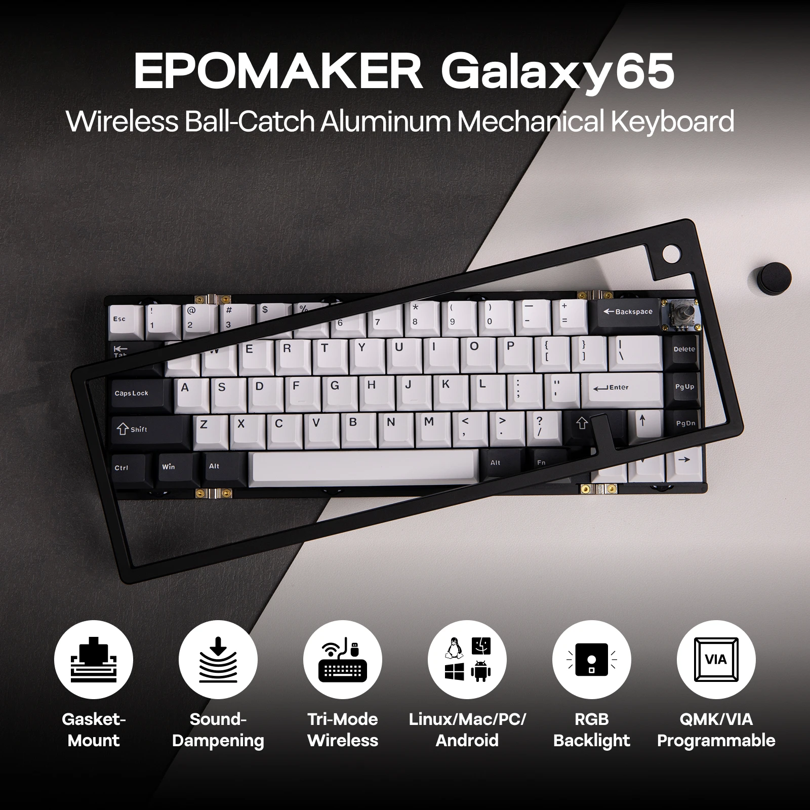 EPOMAKER Galaxy65 VIA 65% US QWERTY レイアウト ホットスワップ可能