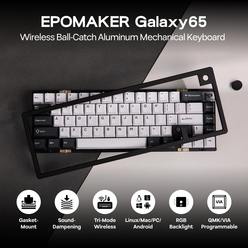 EPOMAKER Galaxy65 VIA 65% US QWERTY Layout Hot-Swap Wired/2.4Ghz
