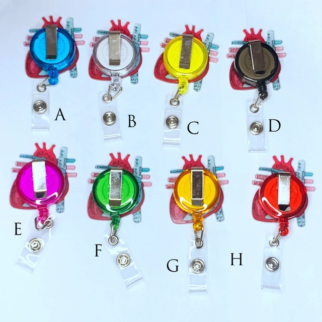 8-Piece Retractable ID Badge Reels With Clip - Flower Style Nurse Doctor Office Badge Holders