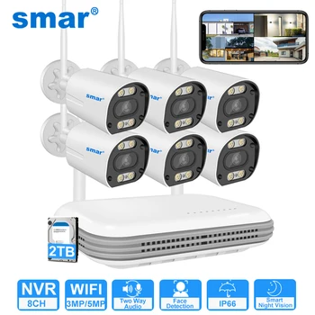 Smar Kit Vidéosurveillance Sans Fil 3MP/5MP WiFi 8CH NVR AI