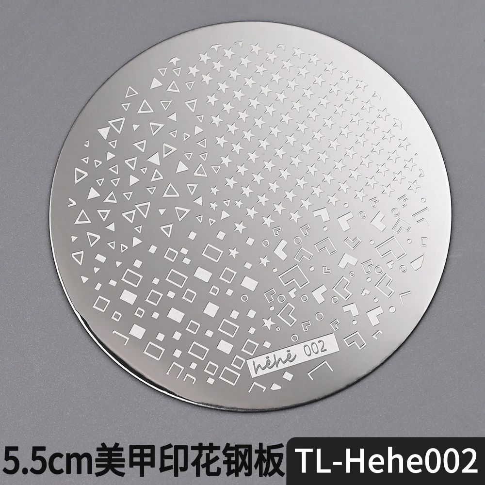 네일 아트 템플릿 5.5cm 라운드 스탬핑 플레이트 나비 꽃 레이스 잎 스트라이프 디자인 스탬프 플레이트 이미지 스텐실 인쇄 도구