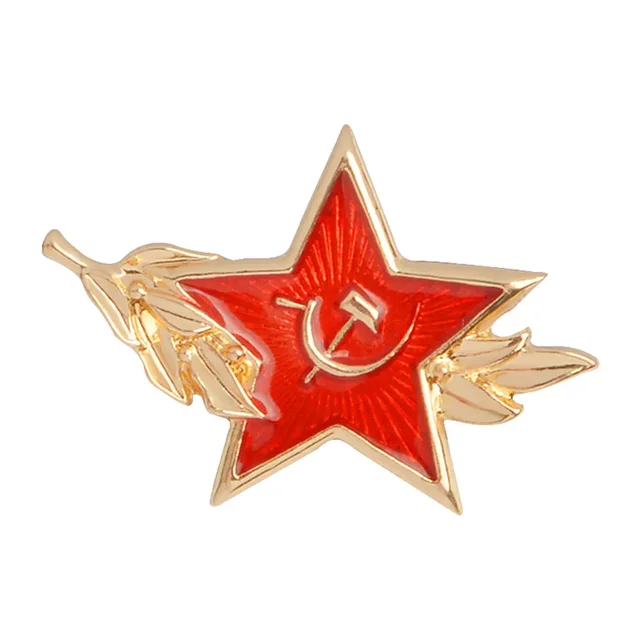 レトロ CCCP ソ連シンボルエナメルレッドスター鎌ブローチ