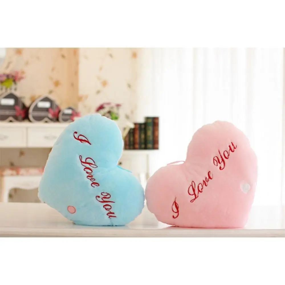 I LOVE U Light Up Pillow Heart Shape 36cm Heart Plush Pillow Soft PP Cotton Led Light Heart Pillow Cushion Ornaments 5