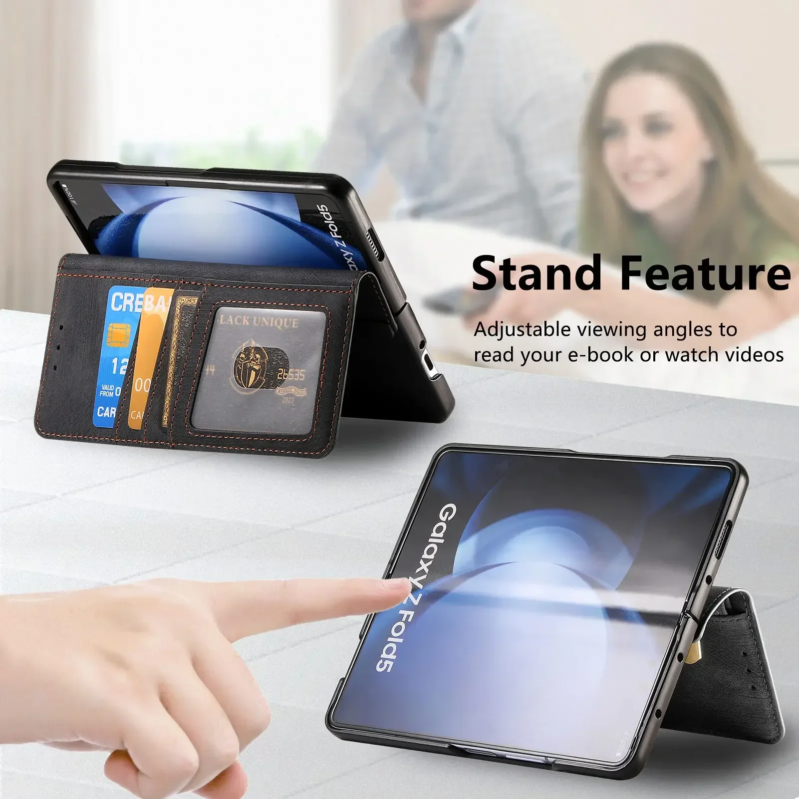 For Samsung Galaxy Z Fold 5 4 3 Case Vintage Zipper Leather 2 in1 Magnetic Wallet Card Slot Flip Holder Protect Shockproof Cover