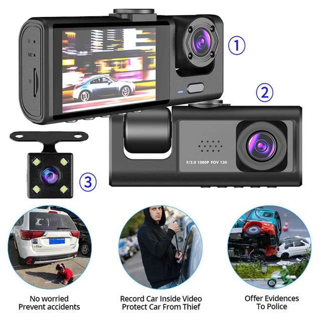 Meterk Multi-Language Dual Lens Car Video Recorder Auto Dash Cam Car Recorder Night Viewing Loop Recording DVR 170 Degree Wide Angle Car Camcorder