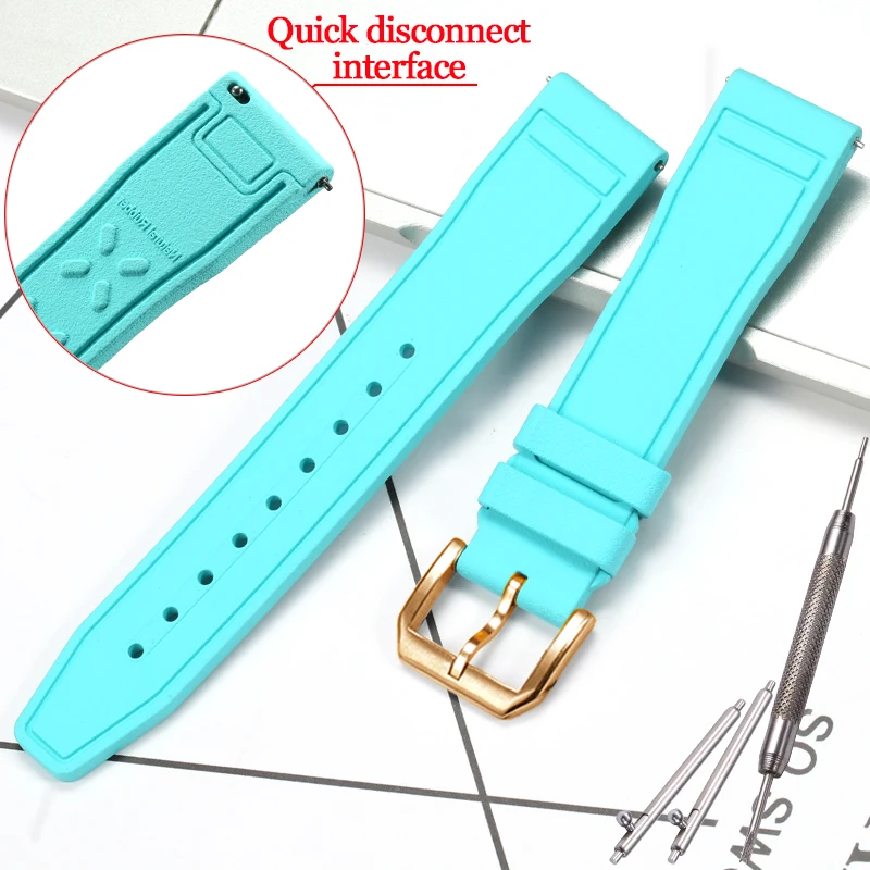 thumbnail image 1 of Correa de caucho fluorado para reloj de repuesto IWC Pilot para hombre, 20, 21 y 22 mm, resistente al agua, con hebilla deportiva, accesorios para reloj, 1 of 5