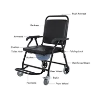 Mobile Potty Chair with Wheels Foldable High Load Bearing Capacity Thickened Toilet Wheelchair for Home Rolling Commode Chair 2