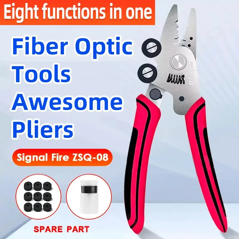 Signal Fire ZSQ-08 New 8 in 1 Optical Fiber Stripper Optic Miller Scissors Wire Pliers grwibeou hdmi splitter 1 in 2 out 1080p 4k 1x2 stripper 3d splitter power signal amplifier 4k hdmi splitter for hdtv xbox ps3