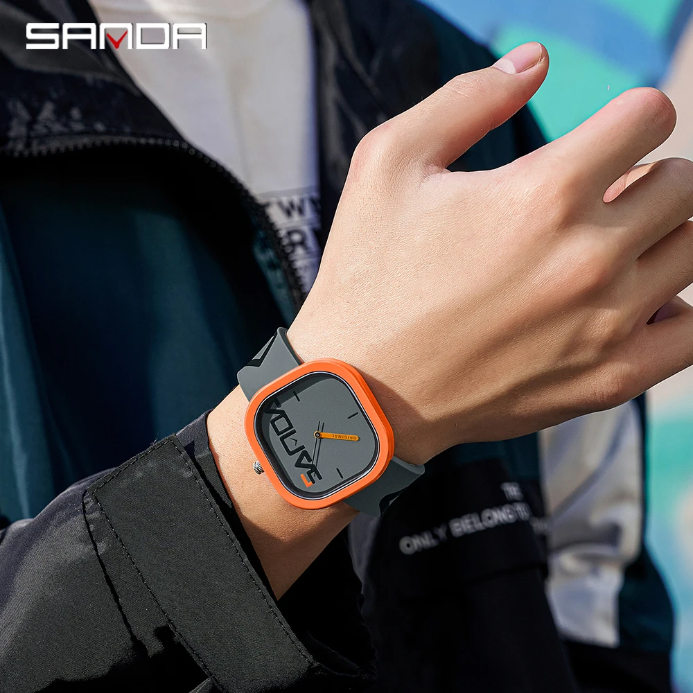 SANDA Quartz Watch For Man Luxury Sport Waterproof Clock Simple Design Men's Wristwatch Silicone Strap Watches Mens Reloj Hombre 5
