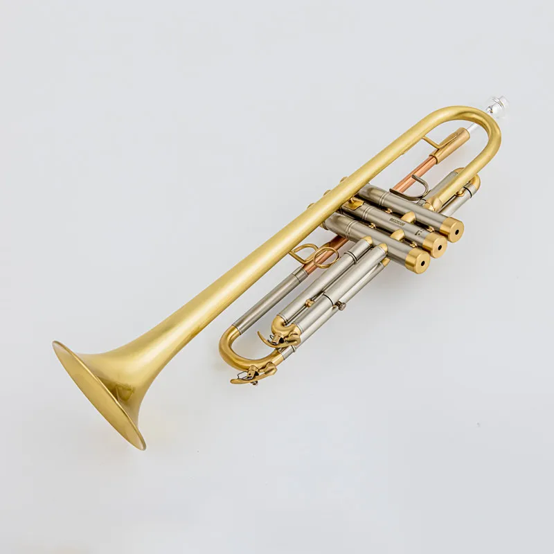 LR180S37 Trumpet Bb Flat Brass Gold-painted Exquisite Durable Brass Musical Instrument with Trumpet Mouthpiece Gloves Strap Case