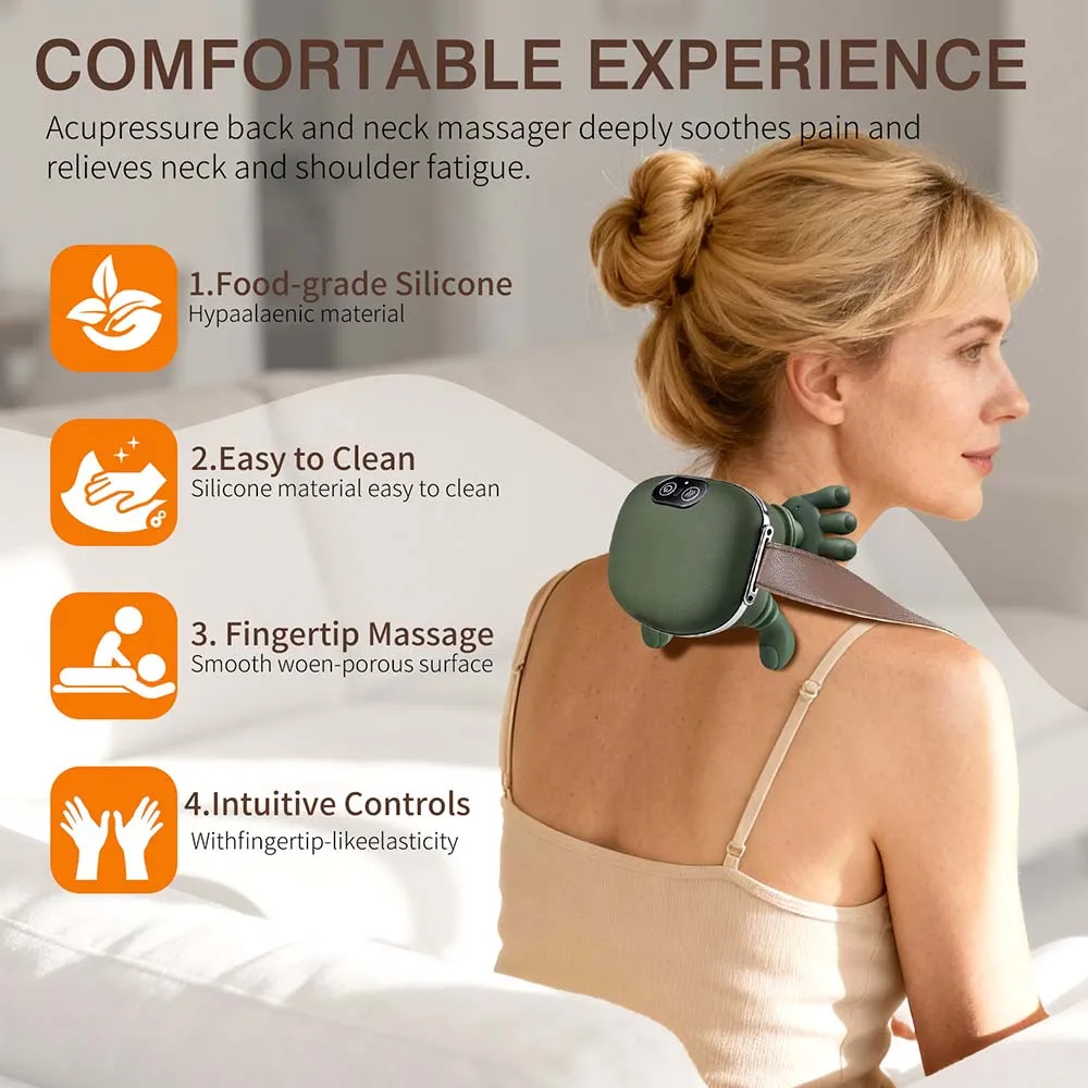 New Neck Shoulder Massager Kneading Massager Shawl 3-Level Modes Wireless Cervical Heated for Home Office Travel Use