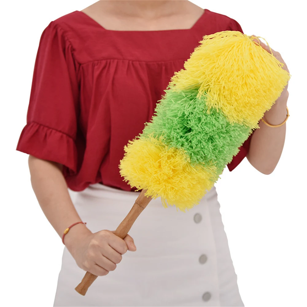 Wood Duster Household Rainbow Dust Duster Practical Microfiber Feather Telescopic Handle Sweeping Brush Cleaning Product Tool