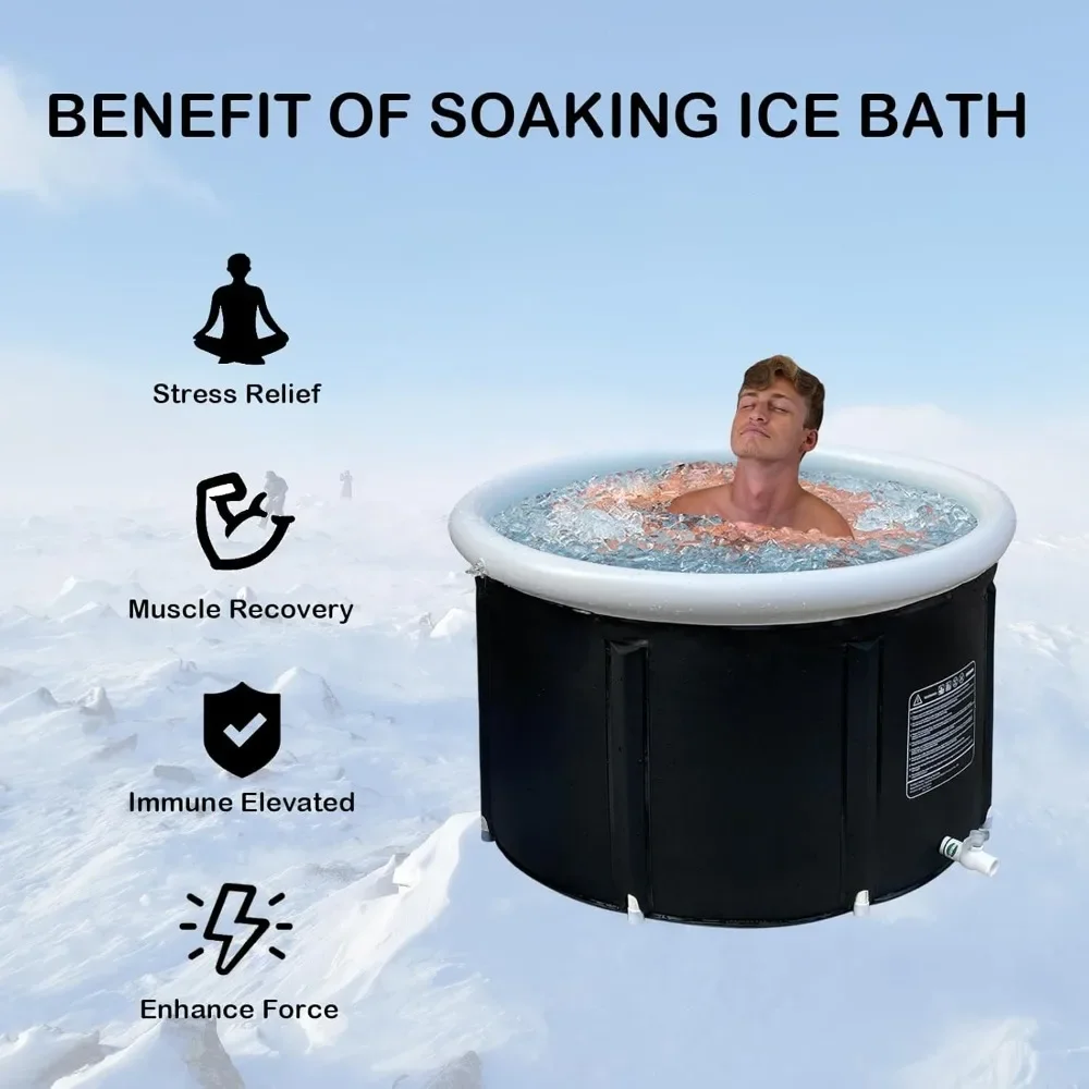 Ice Bath Tub for Athletes, Cold Plunge Tub, Portable Bathtub for Adults Outdoor Inflatable Ice Barrel Home Shower Hot/Cold Bath 3