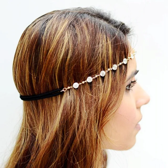Copricapo Boh&eacute;mien Con Perle - Accessorio Capelli Sposa E Feste | Catena Testa Stile Hippie